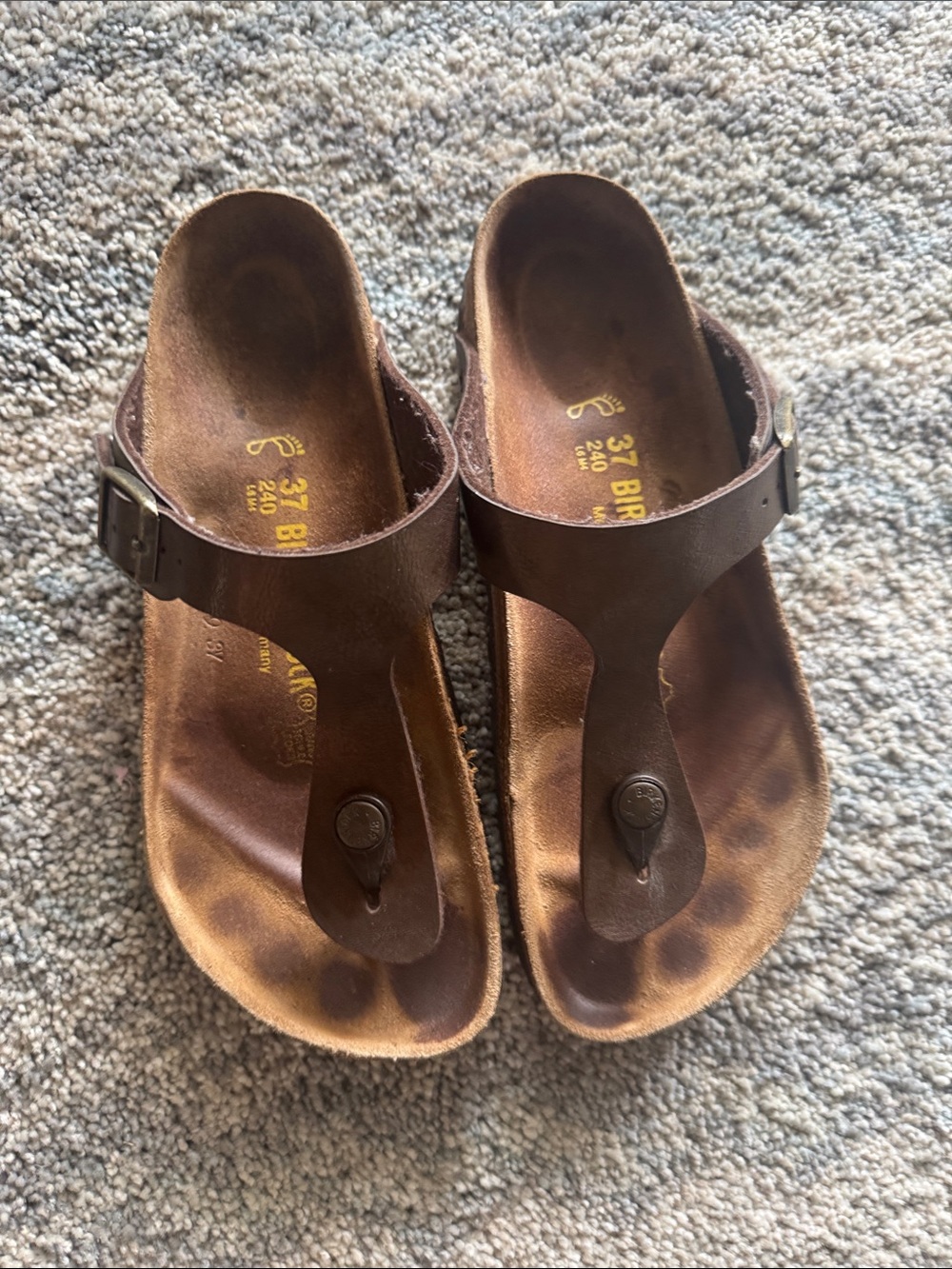 Birkenstock Brown Leather T-Strap Thong Sandals
